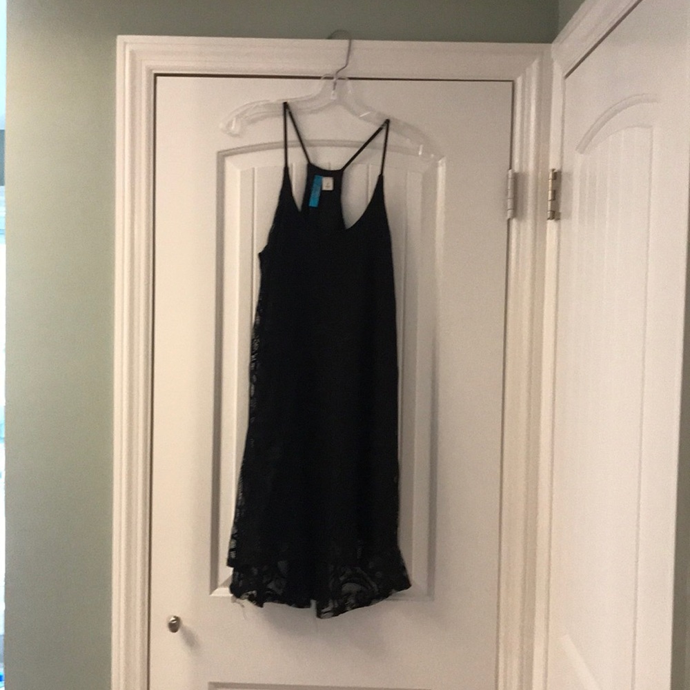 Black lace halter dress